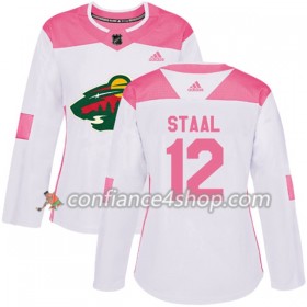 Adidas Maillot de Hockey Minnesota Wild Eric Staal 12 2017-2018 Blanc Rose Fashion Authentic - Femme